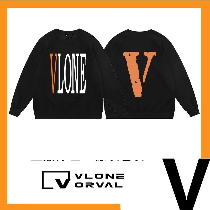 Vlone Orval Solid Big V Sweatshirt Unisex American Trend Crewneck Pullover Autumn Winter