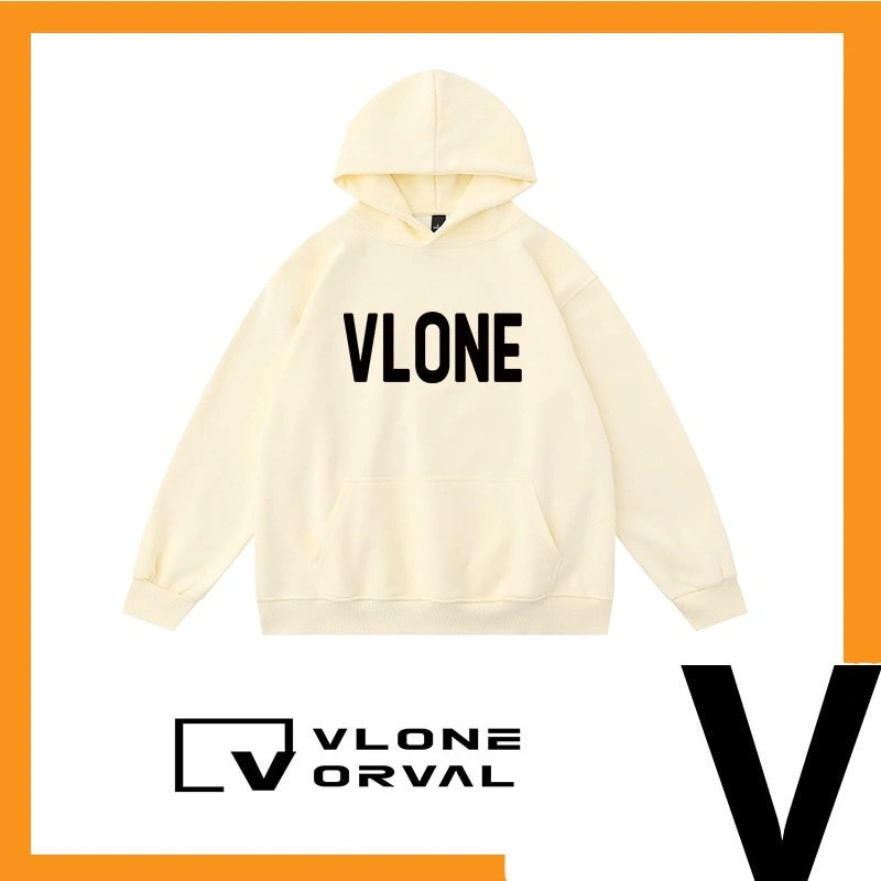 Vlone Orval Solid Color Classic Letter Hoodie Unisex American Trend Style 2