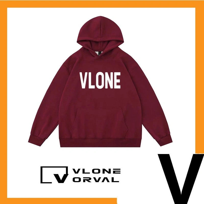 Vlone Orval Solid Color Classic Letter Hoodie Unisex American Trend Style 4
