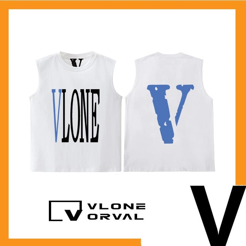 Vlone Orval Solid V American Sleeveless Vest Unisex Casual Sportswear