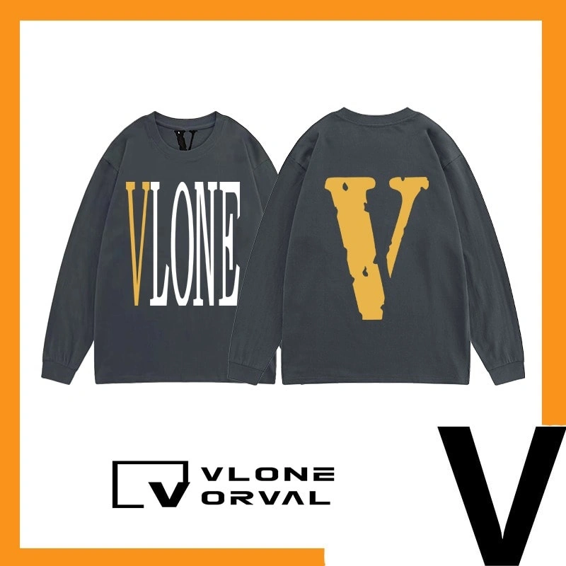 Vlone Orval Solid V Long Tee Unisex Cotton Long Sleeve Streetwear Style 2