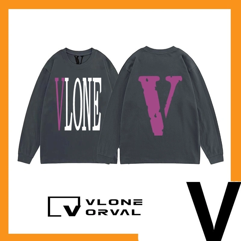 Vlone Orval Solid V Long Tee Unisex Cotton Long Sleeve Streetwear Style 23