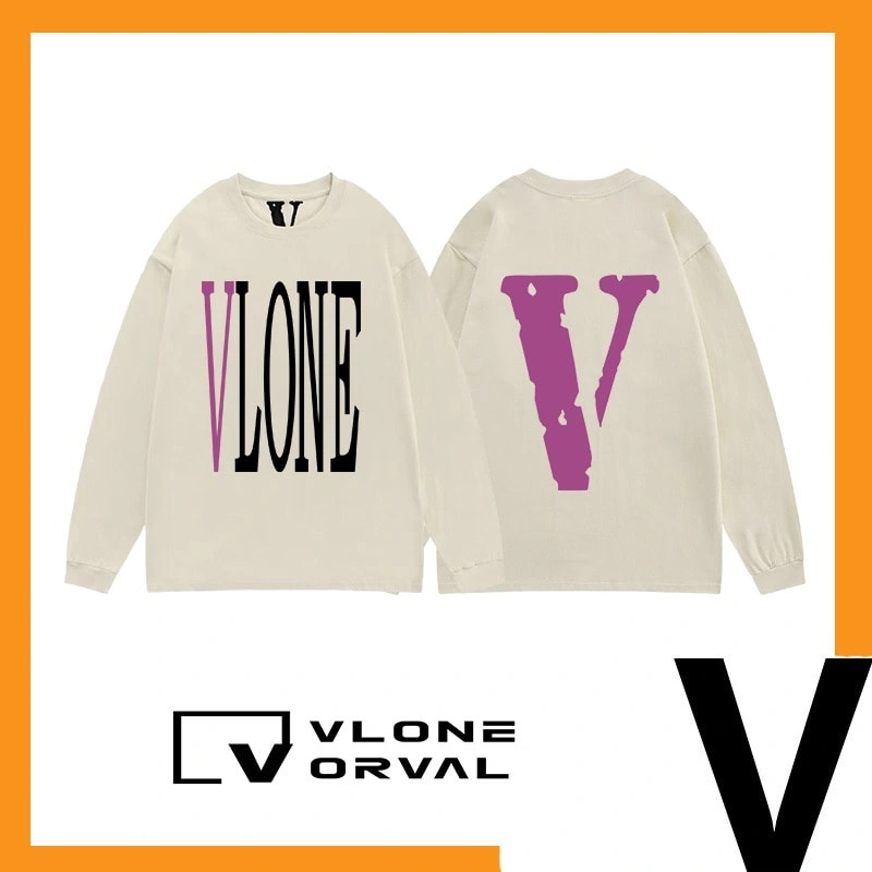Vlone Orval Solid V Long Tee Unisex Cotton Long Sleeve Streetwear Style 24