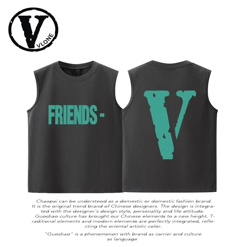 Vlone Orval Solid V Sleeveless Vest Unisex American Trend Cotton Style 14