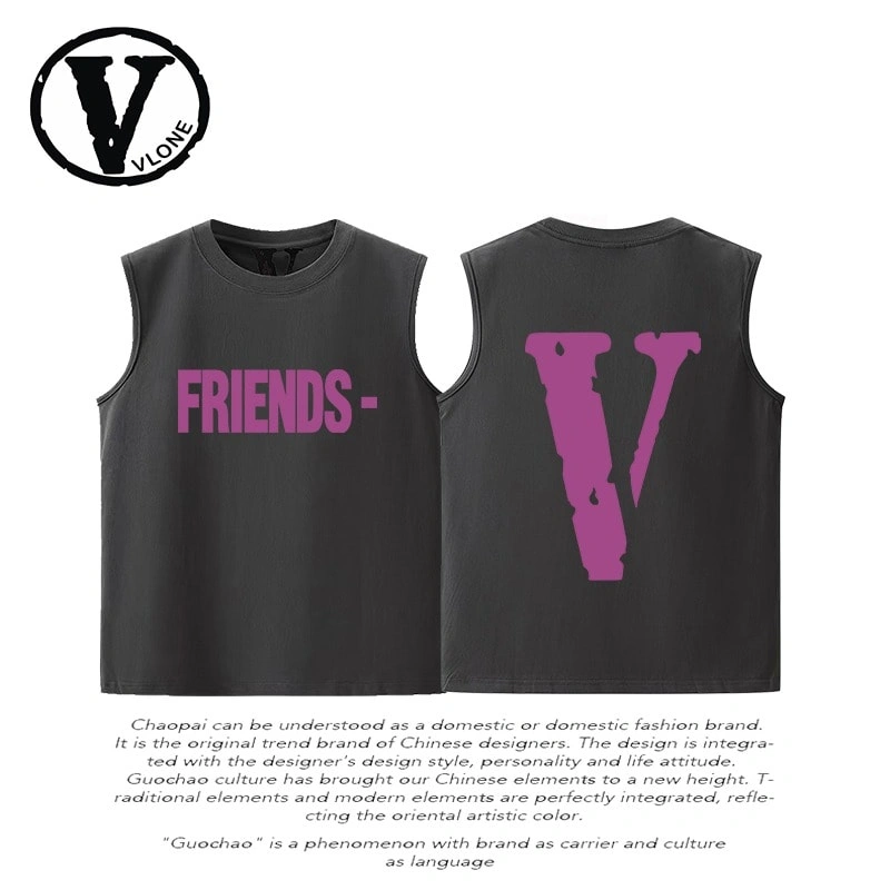 Vlone Orval Solid V Sleeveless Vest Unisex American Trend Cotton Style 2
