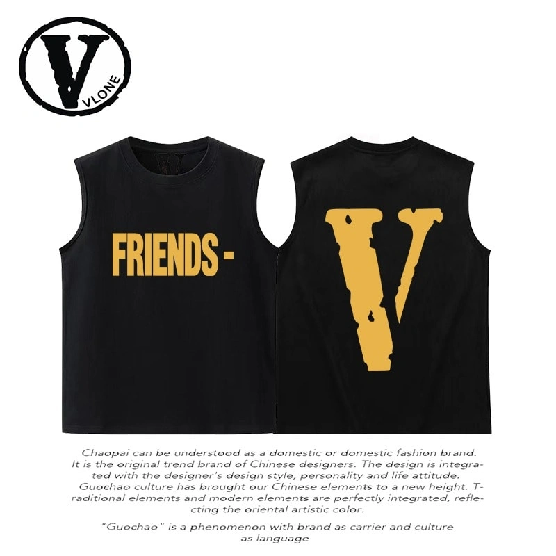 Vlone Orval Solid V Sleeveless Vest Unisex American Trend Cotton Style 4