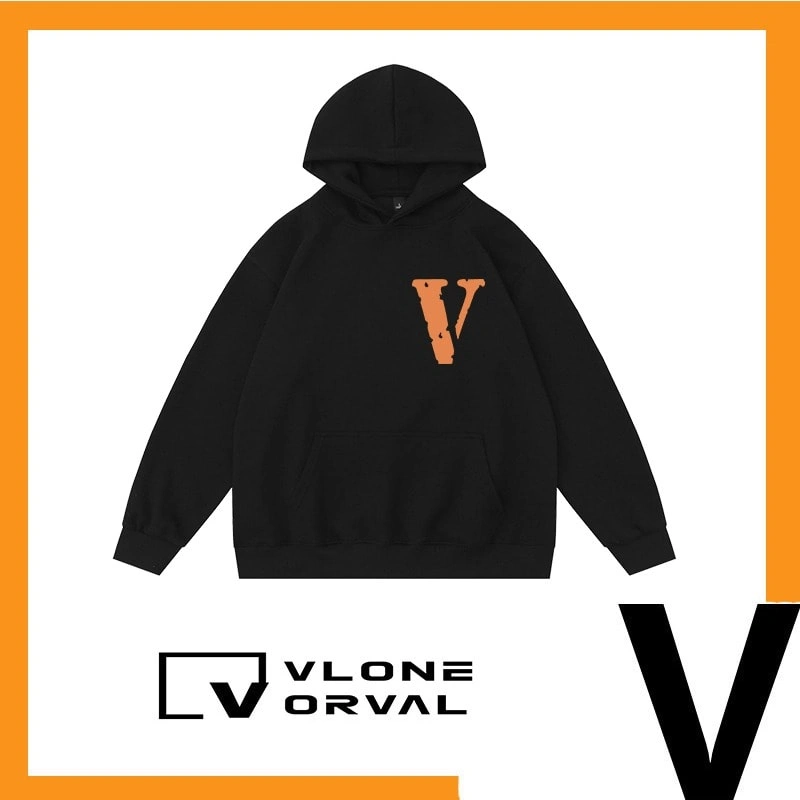 Vlone Orval Solid V Small Letter Hoodie Unisex American Trend Style 4