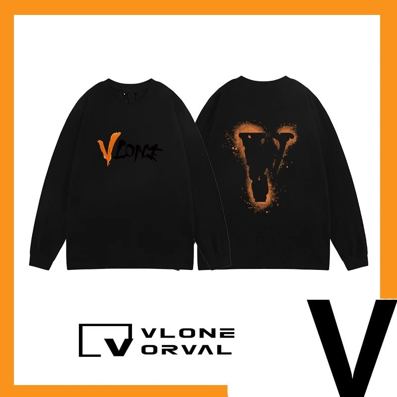 Vlone Orval Spray V Long Tee Unisex Cotton Long Sleeve Trendy Streetwear Style 2