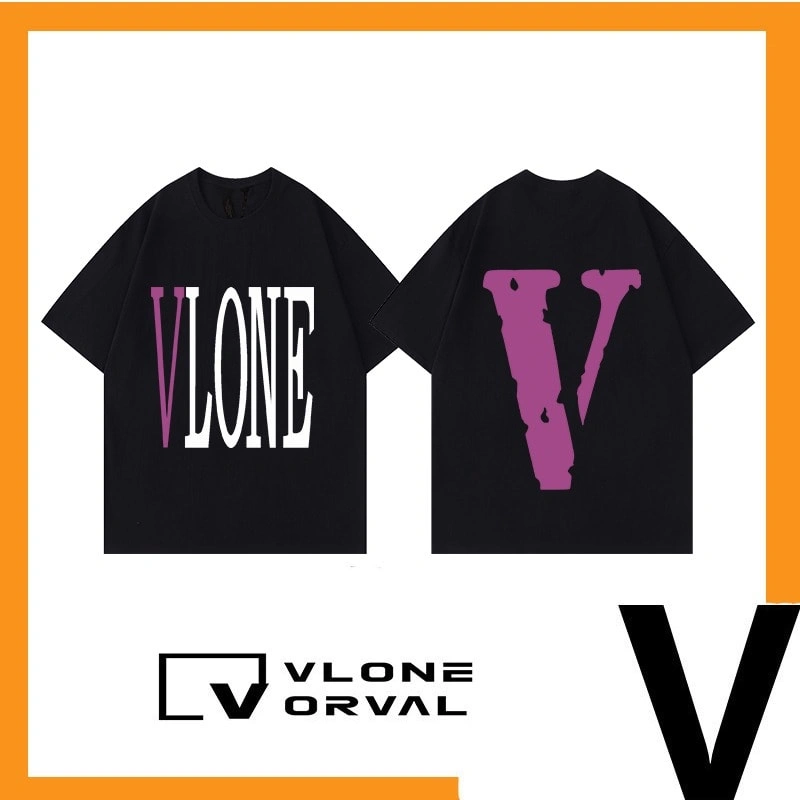 Vlone Orval Trendy Print Heavy Cotton Short Sleeve T-Shirt Unisex Loose Casual Couple Style 1
