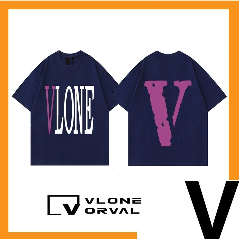 Vlone Orval Trendy Print Heavy Cotton Short Sleeve T-Shirt Unisex Loose Casual Couple Style 2