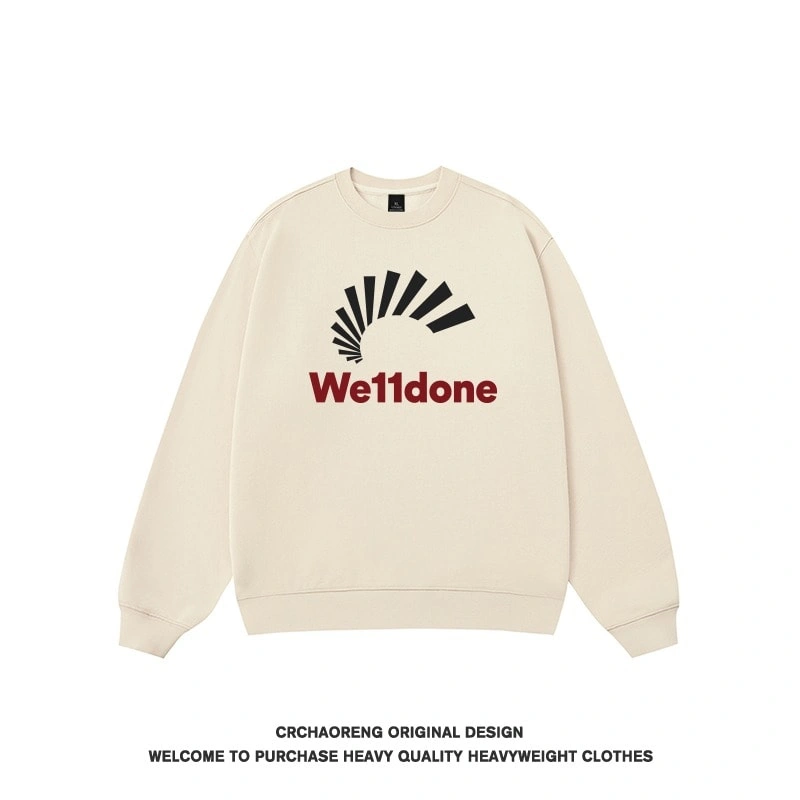 We11done Konne 2024 New Trend Brand Long Sleeve Shirt Loose Versatile Grey Crew Neck Sweatshirt Men Style 2