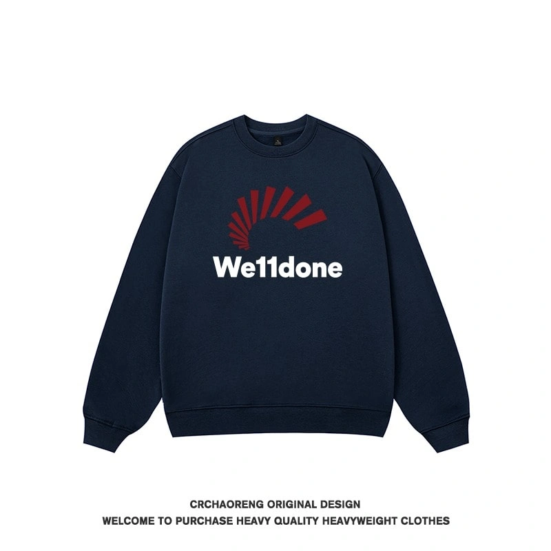 We11done Konne 2024 New Trend Brand Long Sleeve Shirt Loose Versatile Grey Crew Neck Sweatshirt Men Style 5