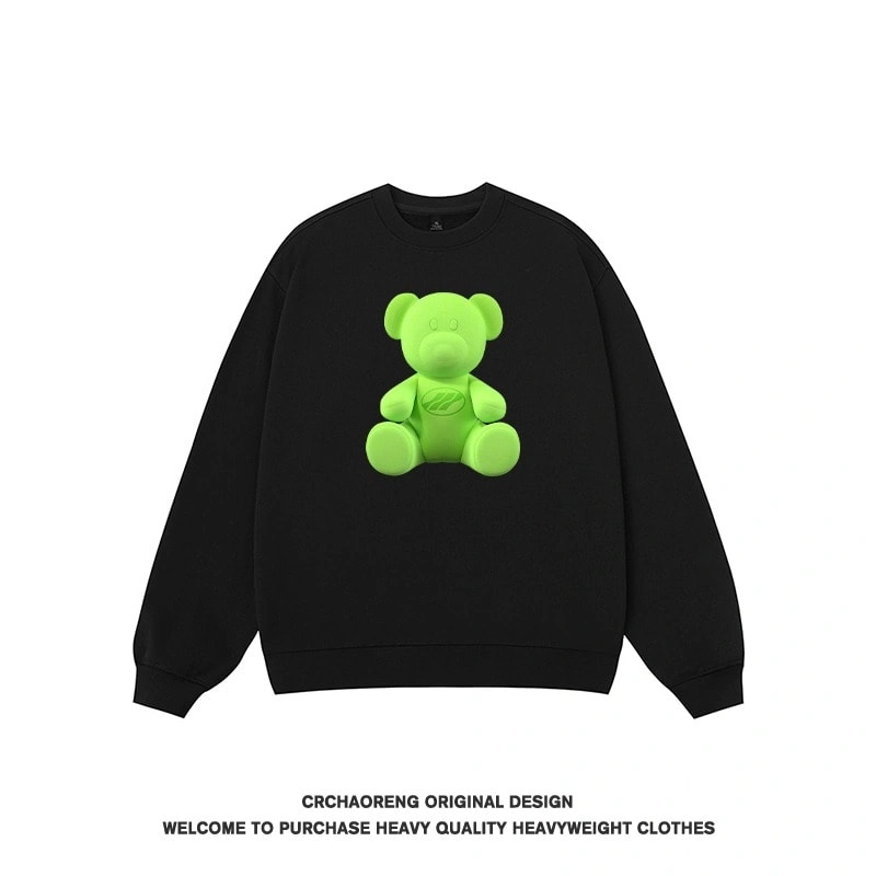 We11done Konne Bear Print Crew Neck Sweatshirt Men Lazy Chic Trendy Long Sleeve Shirt