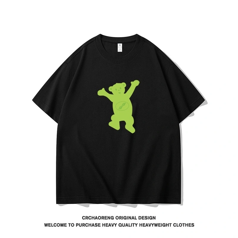 We11done Konne Bear Print Korean Loose Short Sleeve Men Niche Trend Brand Crew Neck T-Shirt Couple