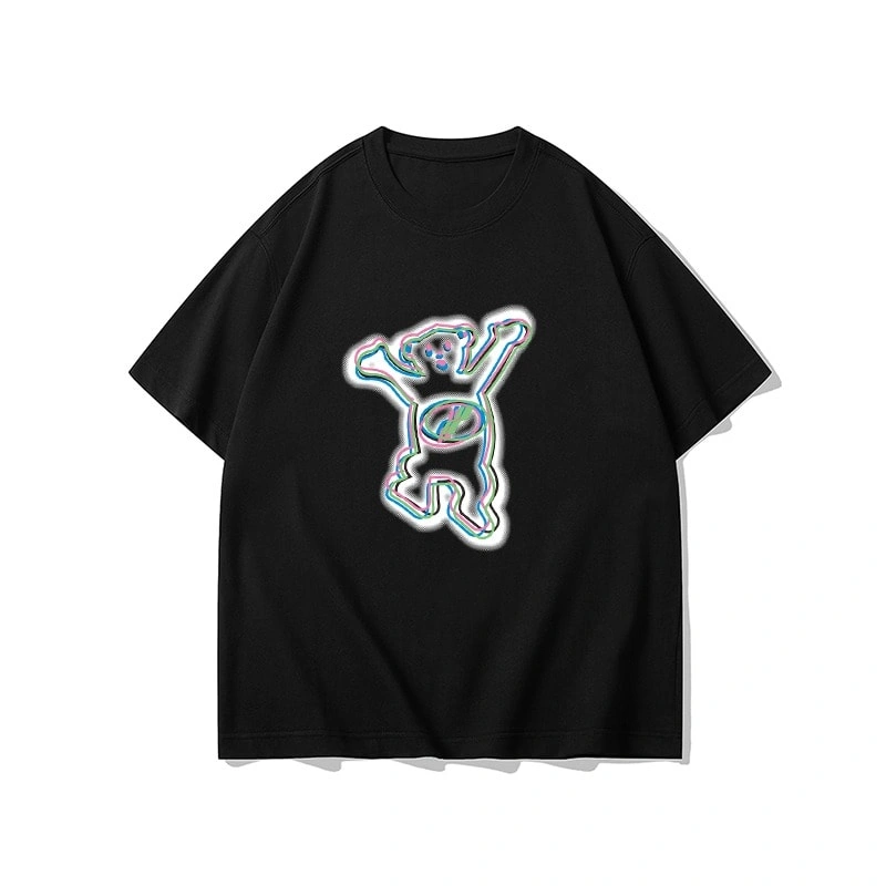 We11done Konne Bear Print Short Sleeve T-Shirt Men Loose Pure Cotton Trend Half Sleeve Top Style 1