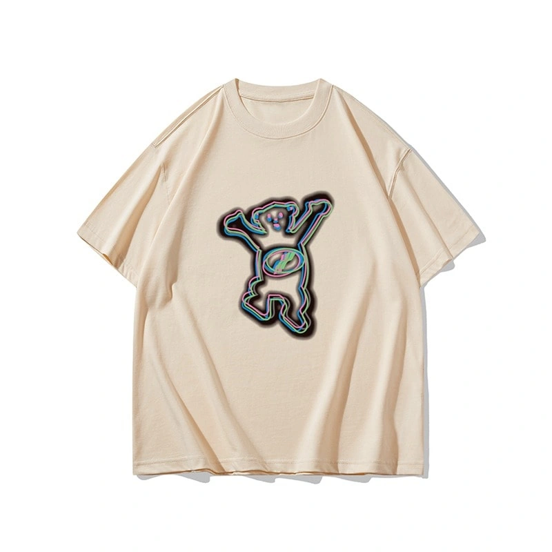 We11done Konne Bear Print Short Sleeve T-Shirt Men Loose Pure Cotton Trend Half Sleeve Top Style 4