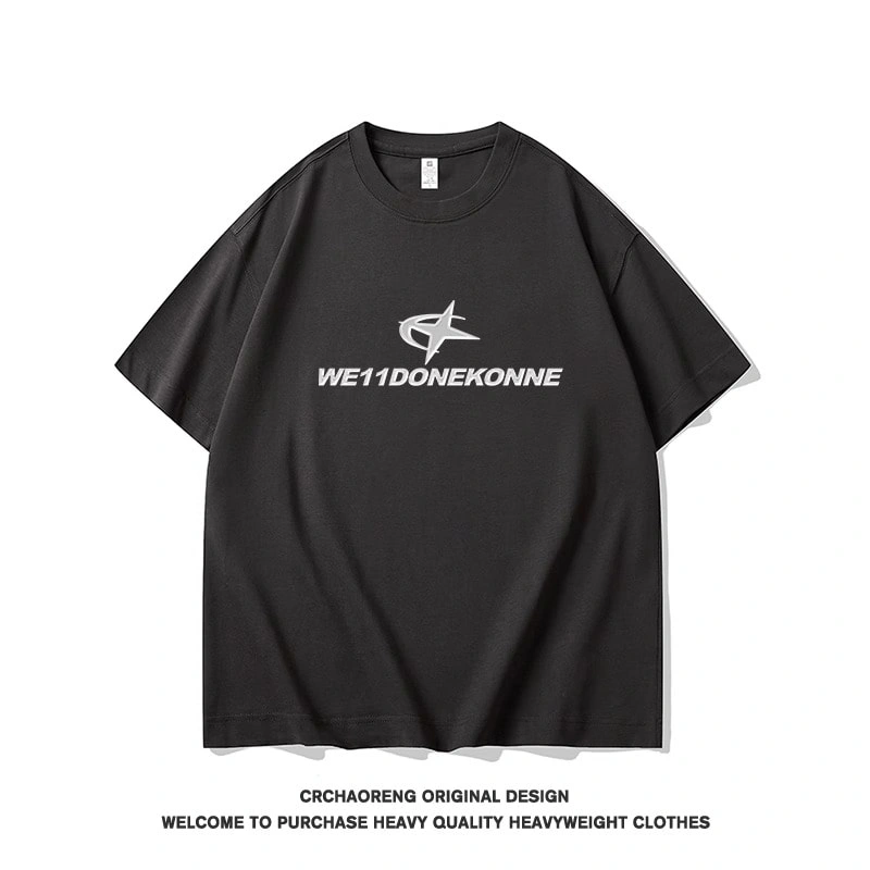 We11done Konne Casual Loose Fashion Trendy T-Shirt Men Retro High Street Crew Neck Short Sleeve Top Style 1