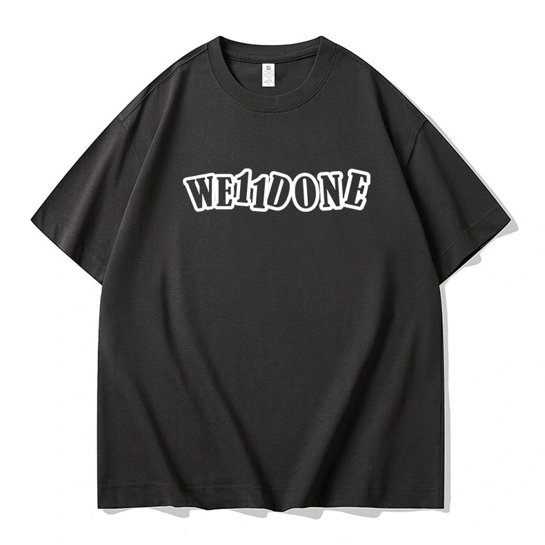 We11done Konne Casual Loose Pure Cotton Short Sleeve T-Shirt Men Niche Trend Brand Half Sleeve Top Style 1