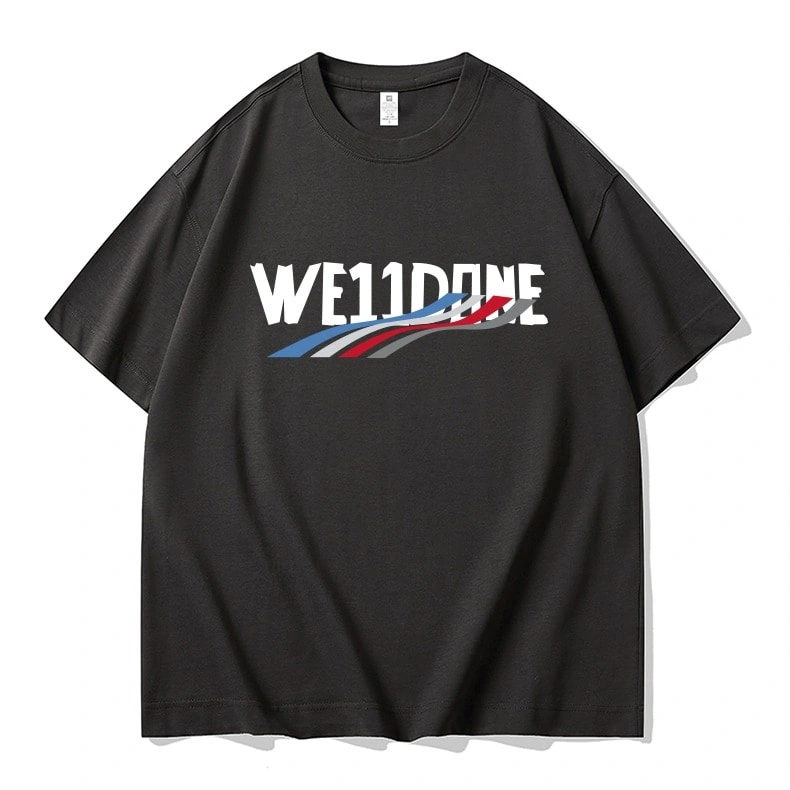 We11done Konne Casual Loose Short Sleeve T-Shirt Men Pure Cotton Trend Fashion Half Sleeve Top Style 1