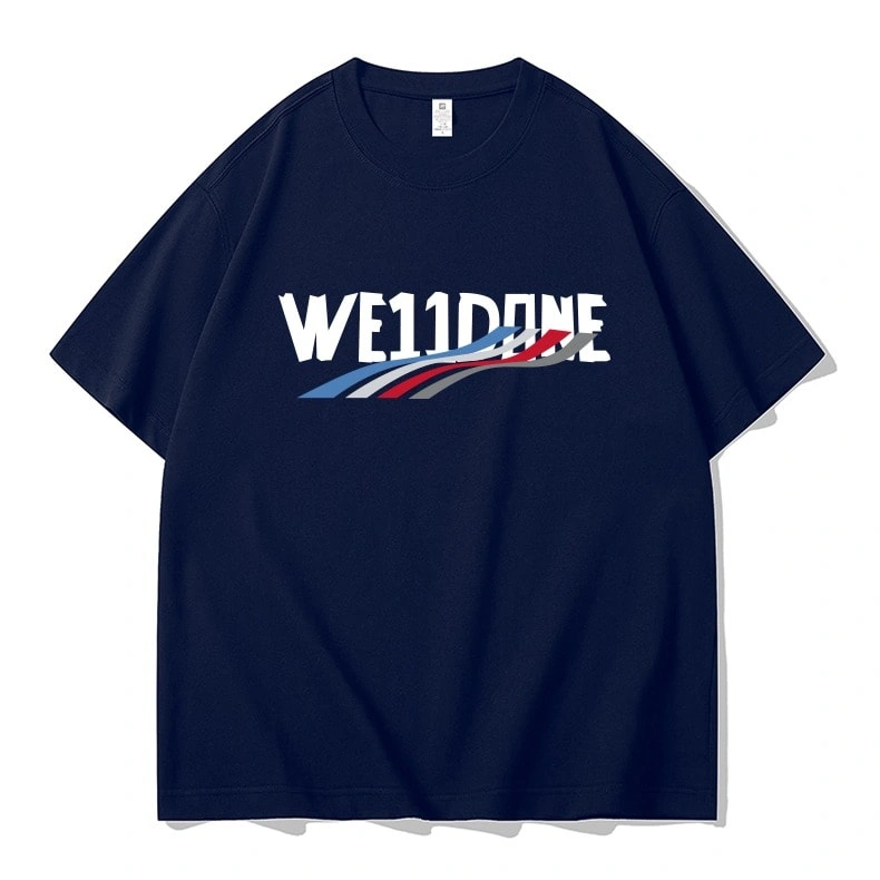 We11done Konne Casual Loose Short Sleeve T-Shirt Men Pure Cotton Trend Fashion Half Sleeve Top Style 2