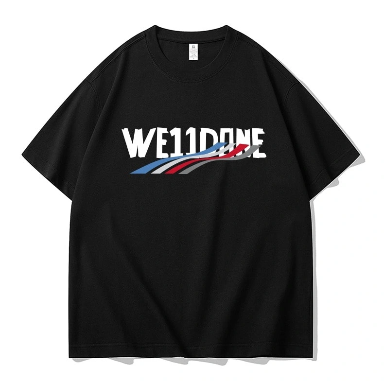 We11done Konne Casual Loose Short Sleeve T-Shirt Men Pure Cotton Trend Fashion Half Sleeve Top