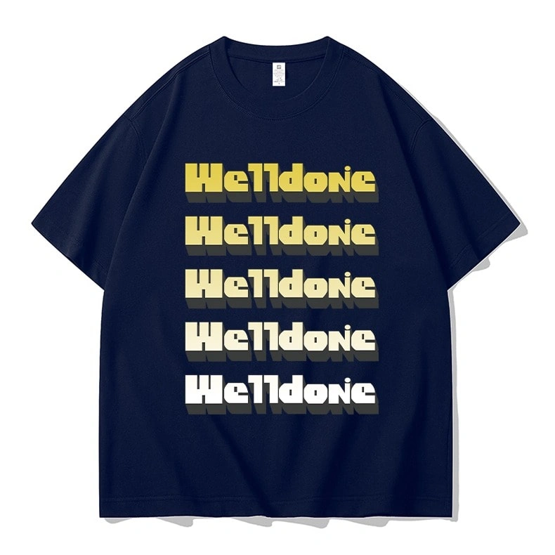 We11done Konne Casual Loose Short Sleeve T-Shirt Men Pure Cotton Trend Half Sleeve Top Style 4