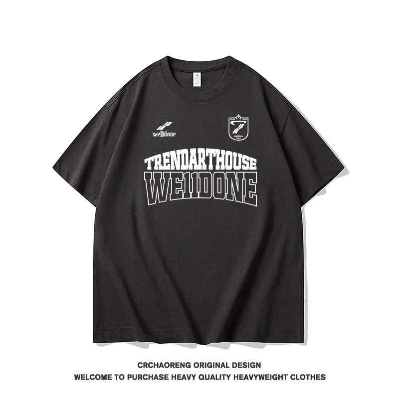 We11done Konne Casual Loose Simple Versatile Short Sleeve Letter Print New Crew Neck T-Shirt Men Style 1