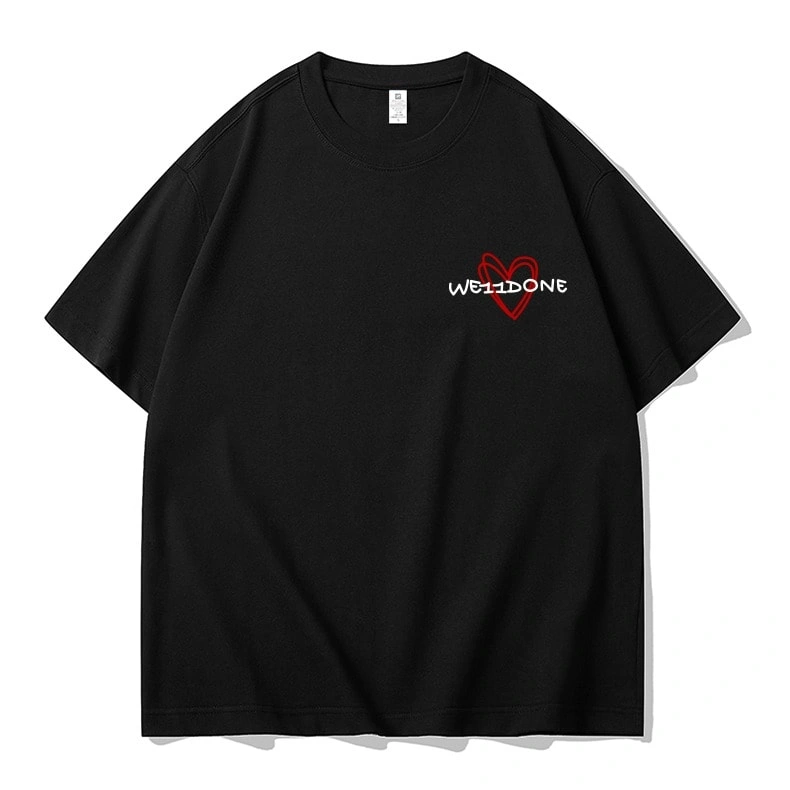 We11done Konne Crew Neck Pure Cotton Short Sleeve T-Shirt Men Casual Loose Simple Half Sleeve Top