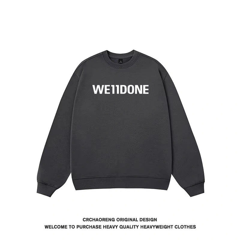 We11done Konne Crew Neck Sweatshirt Men Retro Trend Brand Fleece No Hood Pullover High Street Long Sleeve Shirt Style 2