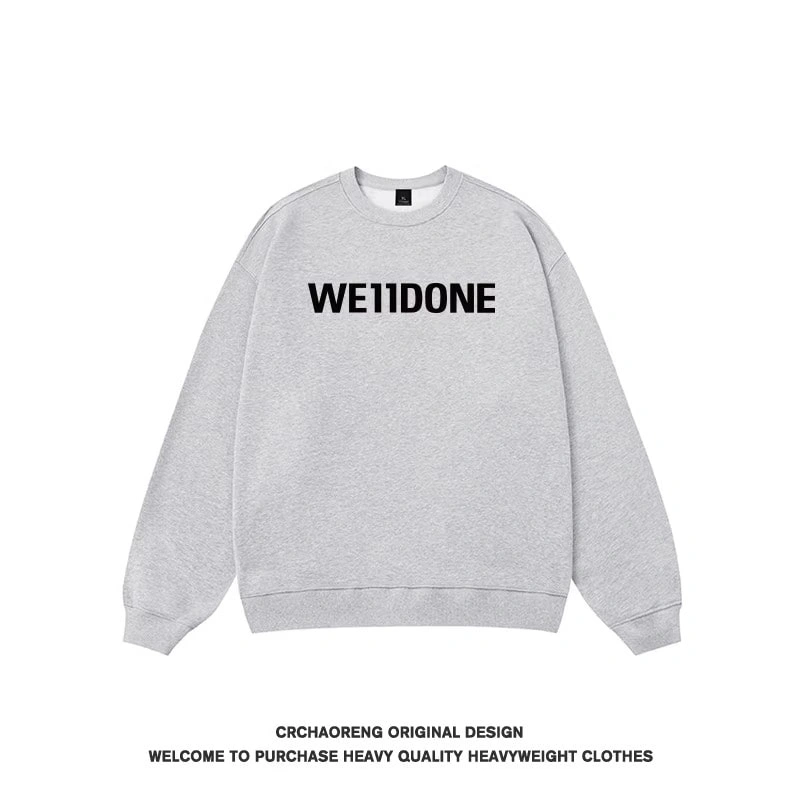 We11done Konne Crew Neck Sweatshirt Men Retro Trend Brand Fleece No Hood Pullover High Street Long Sleeve Shirt Style 3