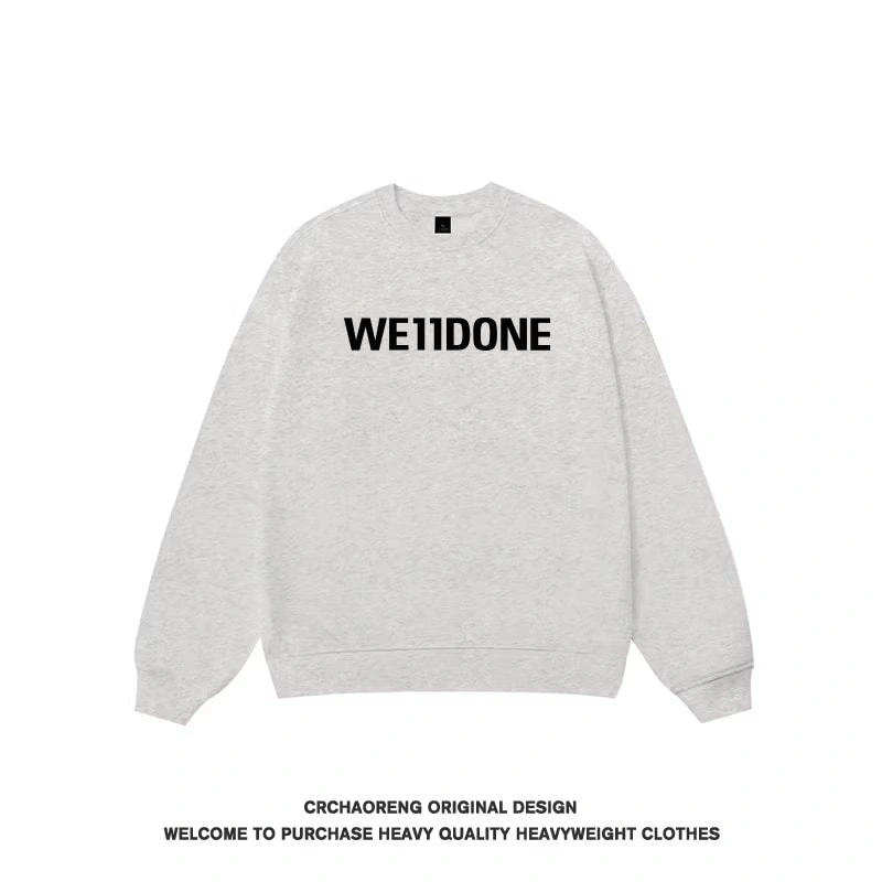 We11done Konne Crew Neck Sweatshirt Men Retro Trend Brand Fleece No Hood Pullover High Street Long Sleeve Shirt Style 4