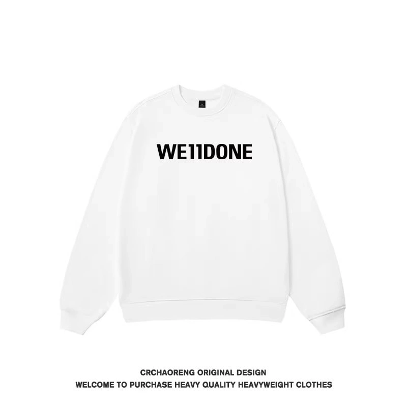 We11done Konne Crew Neck Sweatshirt Men Retro Trend Brand Fleece No Hood Pullover High Street Long Sleeve Shirt Style 5