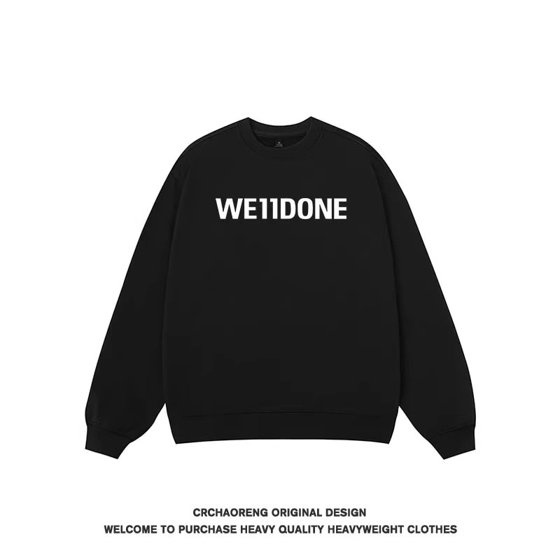 We11done Konne Crew Neck Sweatshirt Men Retro Trend Brand Fleece No Hood Pullover High Street Long Sleeve Shirt