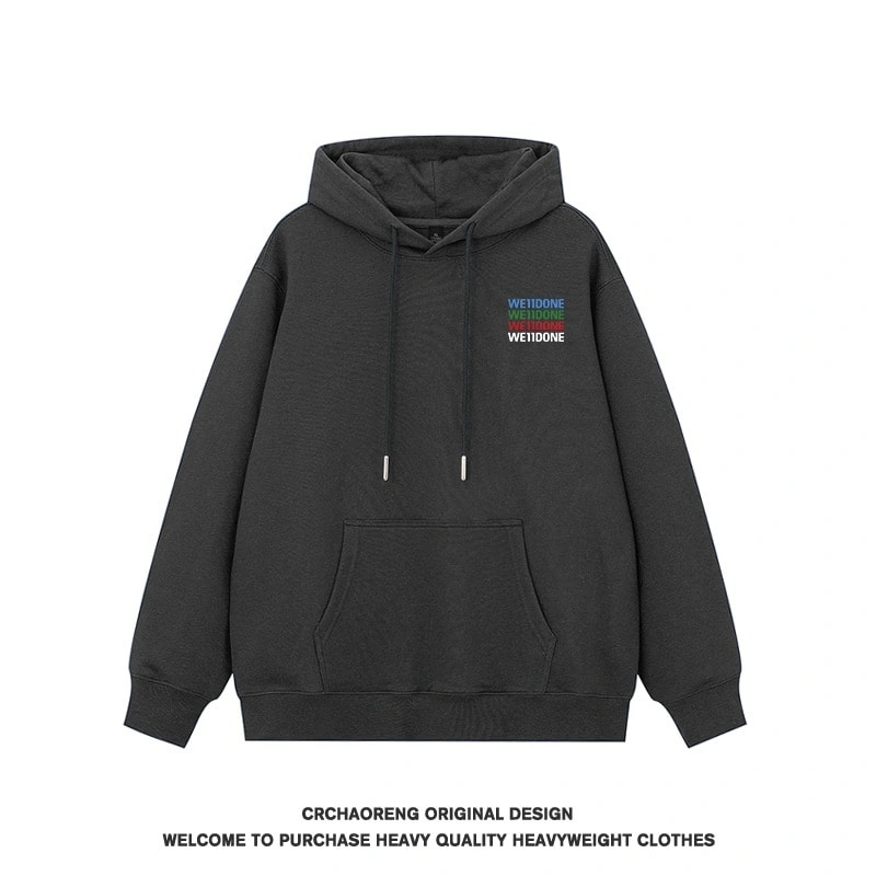 We11done Konne Fleece Casual Loose Oversize Jacket Stiff Hoodie Men Style 2