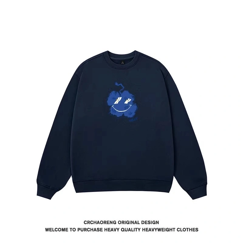 We11done Konne Fleece High Street Crew Neck Black Sweatshirt Unisex Loose Couple Outfit Style 1