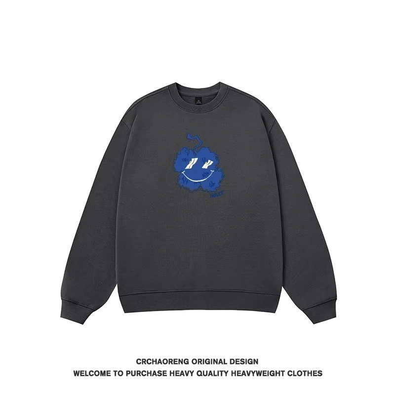 We11done Konne Fleece High Street Crew Neck Black Sweatshirt Unisex Loose Couple Outfit Style 2