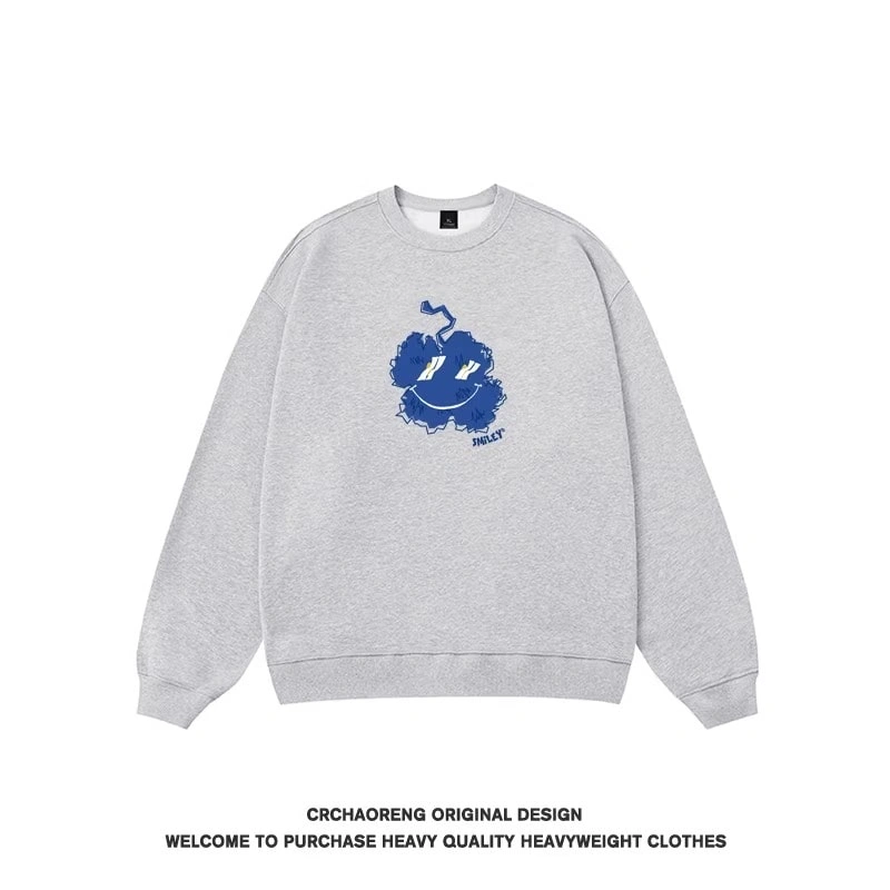 We11done Konne Fleece High Street Crew Neck Black Sweatshirt Unisex Loose Couple Outfit Style 3