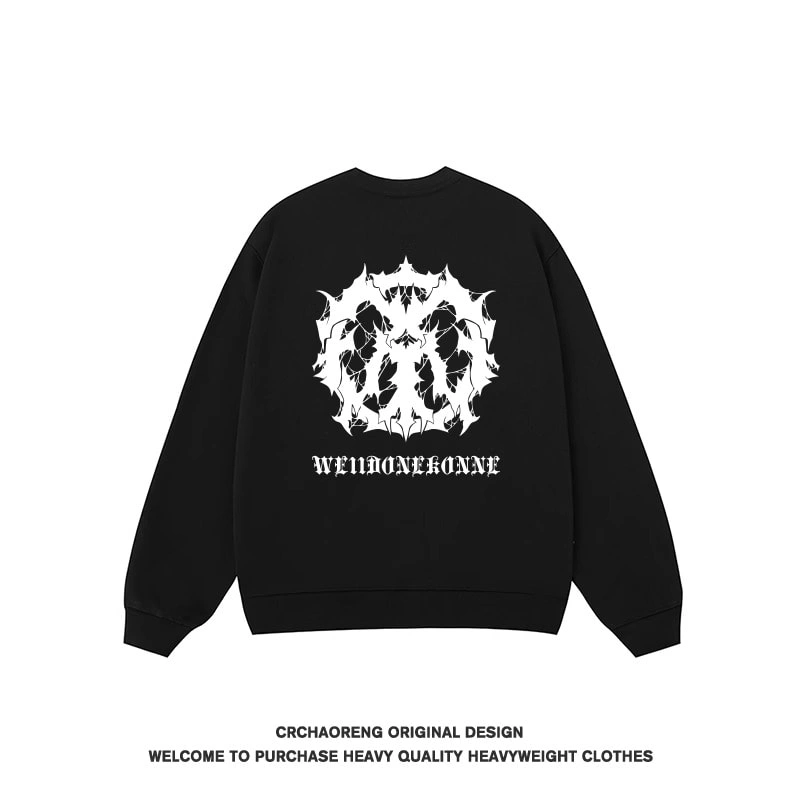 We11done Konne Fleece Stiff Crew Neck Sweatshirt Men Genuine No Hood Pullover Shirt