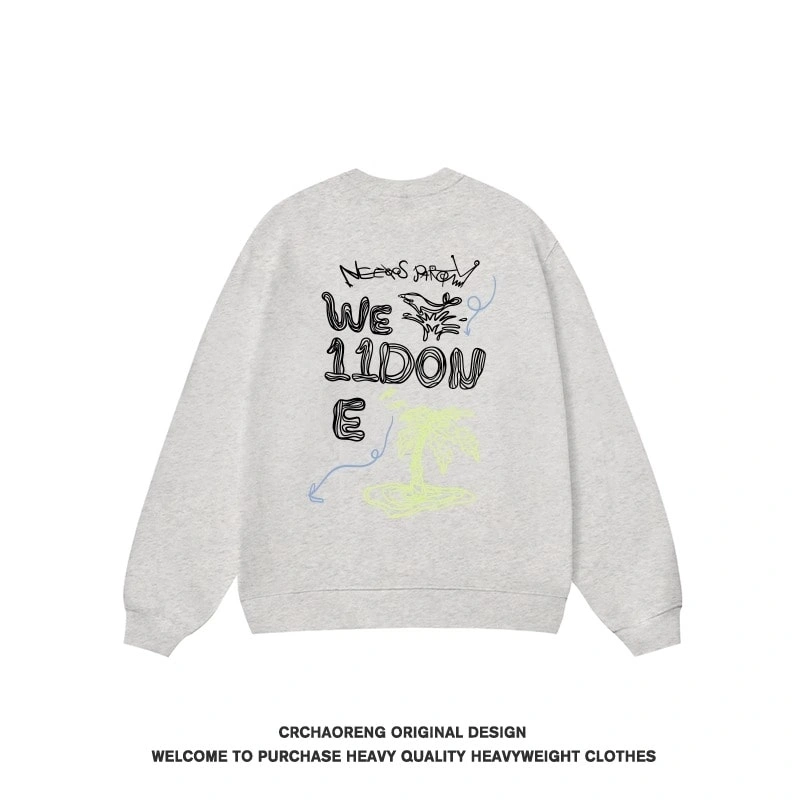 We11done Konne Fleece Thick No Hood Top Men’s Casual Loose Crew Neck Sweatshirt Style 4