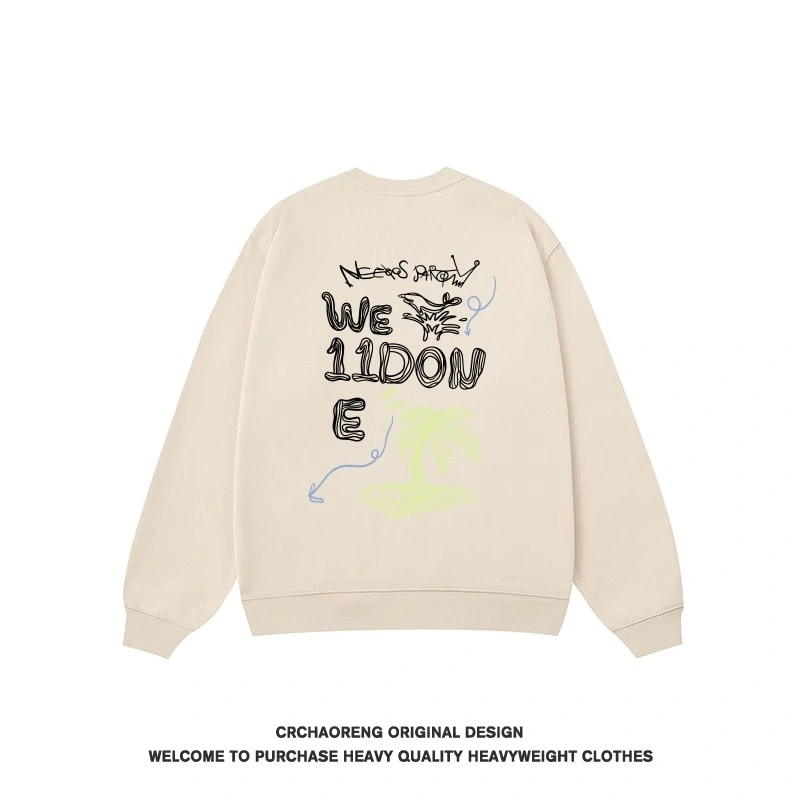 We11done Konne Fleece Thick No Hood Top Men’s Casual Loose Crew Neck Sweatshirt Style 5