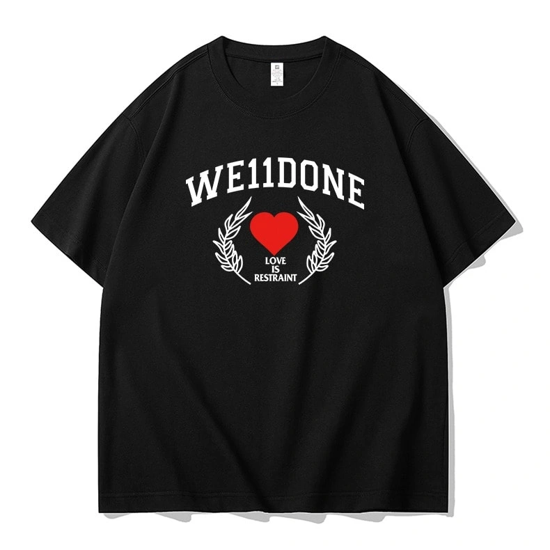 We11done Konne High Street Short Sleeve T-Shirt Men Casual Loose Pure Cotton Trend Brand Half Sleeve Top