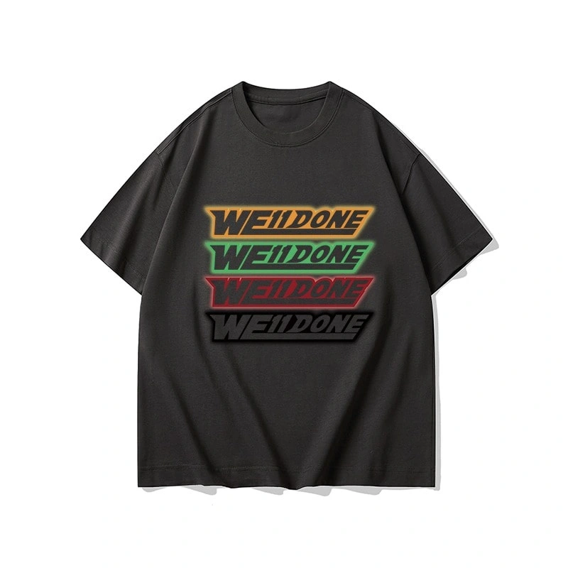 We11done Konne High Street Short Sleeve T-Shirt Men Loose Pure Cotton Crew Neck Half Sleeve Top Style 2