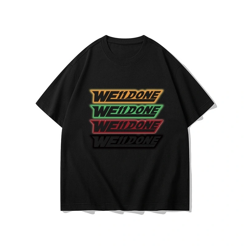 We11done Konne High Street Short Sleeve T-Shirt Men Loose Pure Cotton Crew Neck Half Sleeve Top