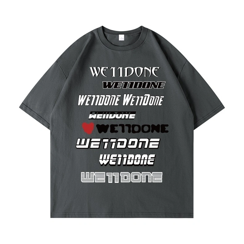 We11done Konne High Street T-Shirt Short Sleeve Men Casual Loose Pure Cotton Trend Brand Half Sleeve Top Style 2