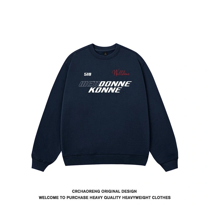 We11done Konne Letter Print Crew Neck Sweatshirt Men Fleece Pure Cotton Pullover Long Sleeve Top Style 1