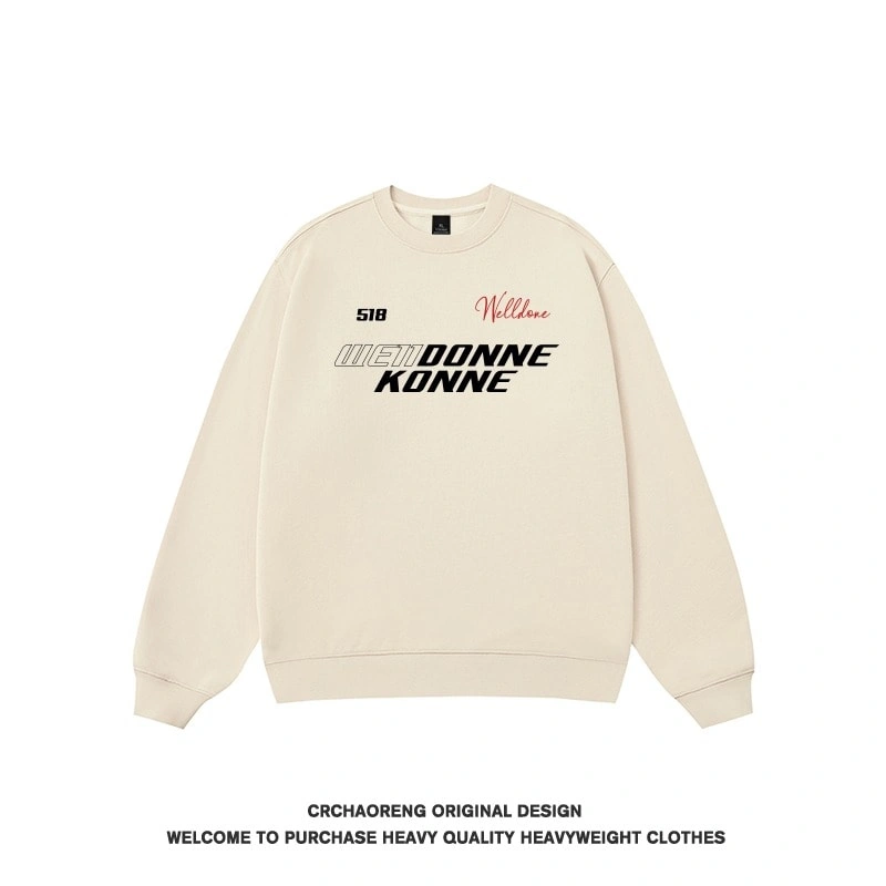 We11done Konne Letter Print Crew Neck Sweatshirt Men Fleece Pure Cotton Pullover Long Sleeve Top Style 5