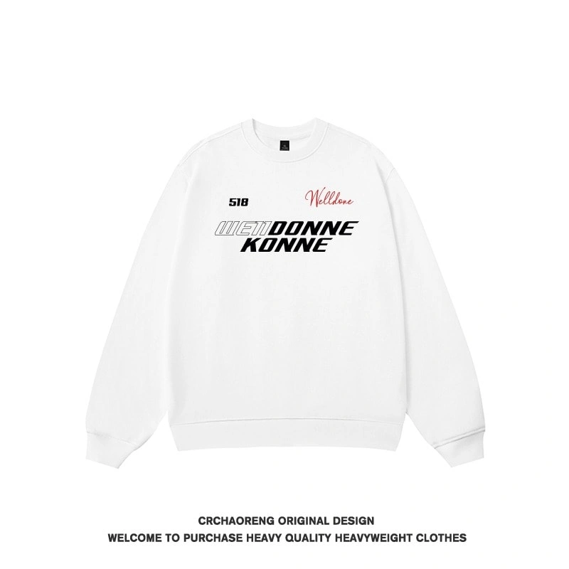 We11done Konne Letter Print Crew Neck Sweatshirt Men Fleece Pure Cotton Pullover Long Sleeve Top Style 6