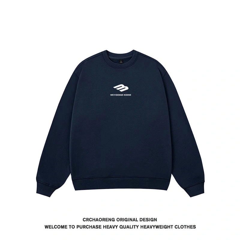 We11done Konne Letter Print Loose Crew Neck Sweatshirt Men High Street Retro Trend Brand Long Sleeve Shirt Style 1