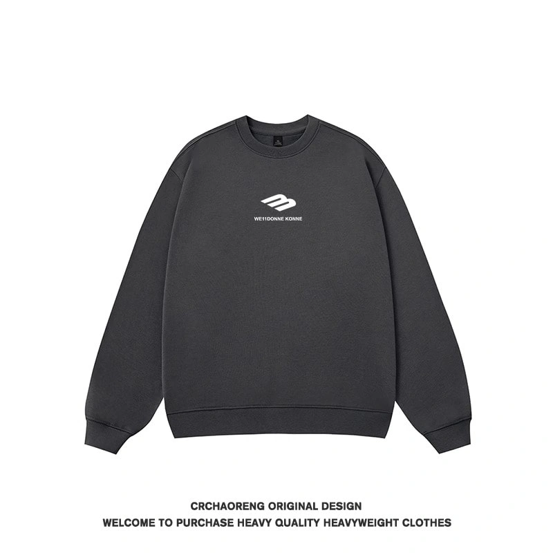 We11done Konne Letter Print Loose Crew Neck Sweatshirt Men High Street Retro Trend Brand Long Sleeve Shirt Style 2