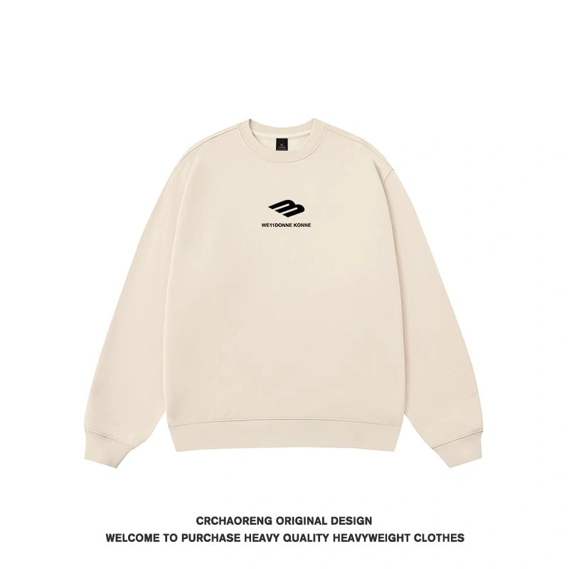 We11done Konne Letter Print Loose Crew Neck Sweatshirt Men High Street Retro Trend Brand Long Sleeve Shirt Style 5